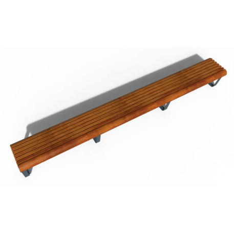 Metal bench without backrest made of Iroko wood  'Premium Collection / STF/23-02-09/MDL'