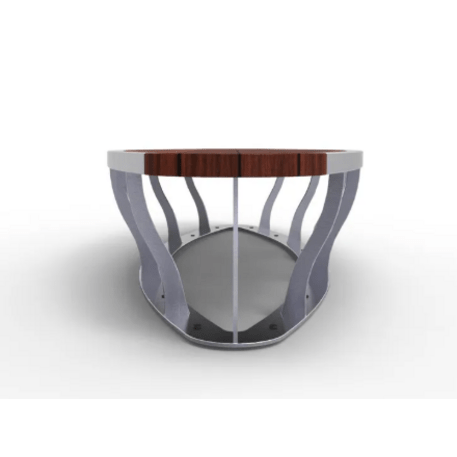 Metalinis suolas (suoliukas) be atlošo, pagamintas iš Iroko medienos 'Premium Collection / STF/19-02-53/MDL'
