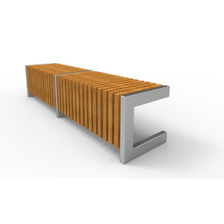 Metalinis suolas (suoliukas) be atlošo, pagamintas iš Iroko medienos 'Premium Collection / STF/19-02-37/MDL'