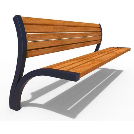 Metallbank mit Rückenlehne, aus Iroko-Holz gefertigt 'Premium Collection / STF/13-04-99_01/MDL'