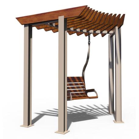 Metalinė pergolė su supynėmis iš iroko medienos 'Premium Collection / STF/22-31-01_03/MDL'