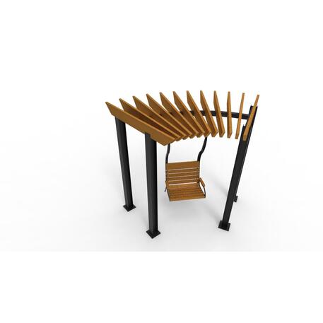 Metalinė pergolė su supynėmis iš iroko medienos 'Premium Collection / STF/22-31-01_03/MDL'