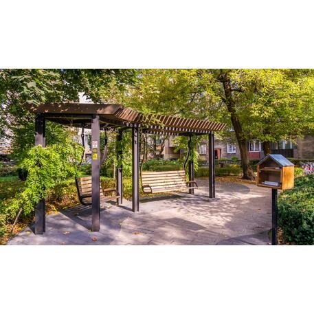 Metalinė pergolė su supynėmis iš iroko medienos 'Premium Collection / STF/22-31-01_03/MDL'