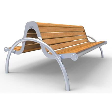 Panchina metallica bifacciale con schienale, realizzata in legno di Iroko 'Premium Collection / STF/13-04-36/MDL'