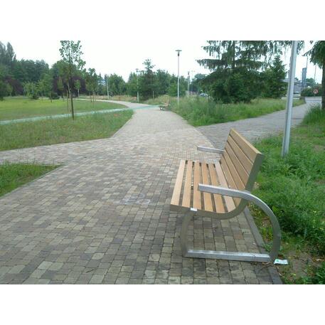 Metalinis suoliukas su atlošu, pagamintas iš Iroko medienos 'Premium / STF/06-04-12/MDL'