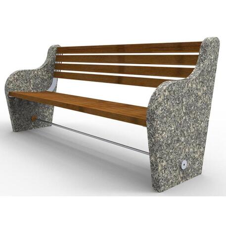 Betoninis / Granitinis suolas su atlošu ir Iroko medienos sėdima dalimi 'Premium Collection / STF/11-04-01/MDL'
