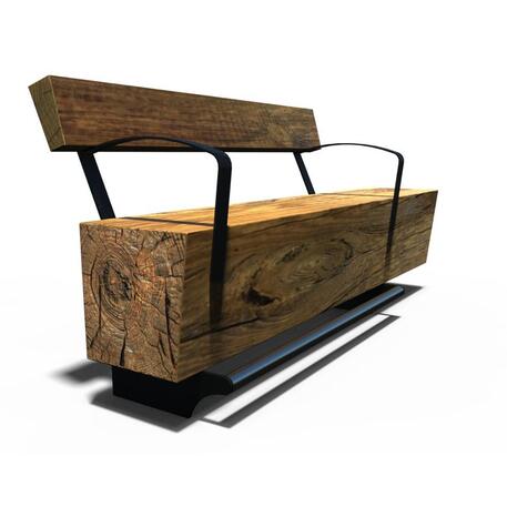 Solid wood bench with backrest, made of oak wood 'Premium Collection / STF/26-04-05_01/MDL'