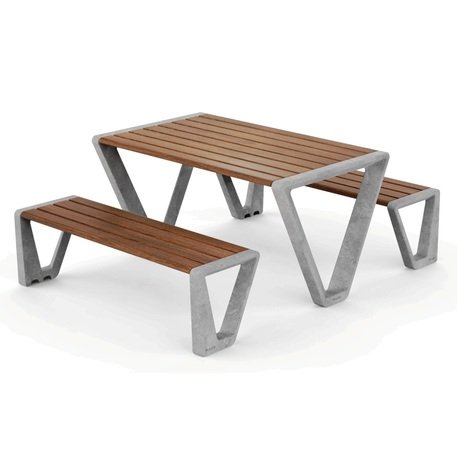 Concrete table + bench 2pcs. 'BEVEL_TBE143.00'
