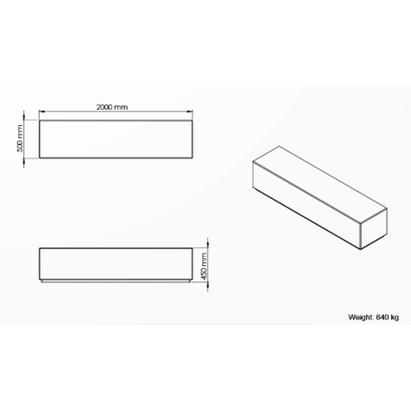 Modulinis betoninis suolas apdirbtas smulkia granito skaldele 'Premium / 200x50xH/45cm / BS-268-A'