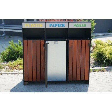 Metal litter bin for sorting 'Ajaks I 3x80L'