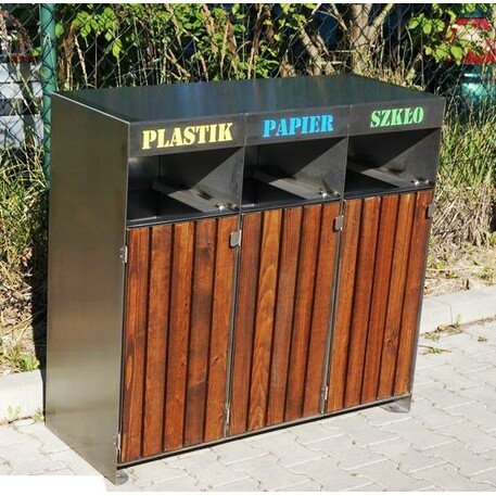 Metal litter bin for sorting 'Ajaks I 3x80L'