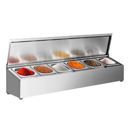 Vetrina ingredienti in acciaio inox (non congelato) '6xGN1/6 - 163x176mm'