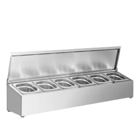 Vetrina ingredienti in acciaio inox (non congelato) '6xGN1/6 - 163x176mm'