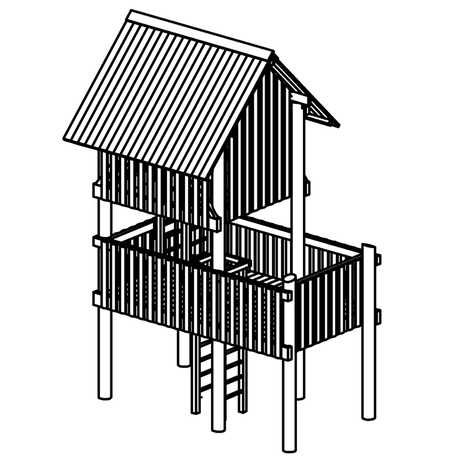 Элемент детской площадки 'L3.30000 _Platform Tower h=2.00/4.00m larch with steel feet'