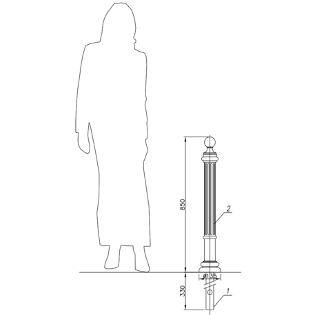 Metallabsperrpfosten für Städte 'MBG-32/S6'