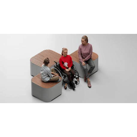 Modulare intelligente Stadtbank mit USB, WiFi und Okoumé-Holz 'Pinch_608-3M'