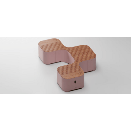 Modulare intelligente Stadtbank mit USB, WiFi und Okoumé-Holz 'Pinch_608-3M'