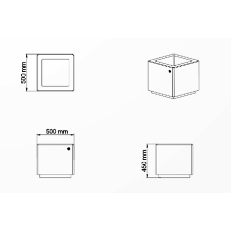 Modulinis betoninis vazonas – gėlinė, padengta smulkia granito skaldele 'Premium / 50x50xH/45cm / BS-268-N'