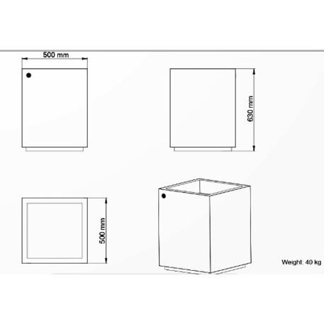 Metalinis lauko vazonas, gėlinė 'Premium / 50x50xH/63cm / BS-405'