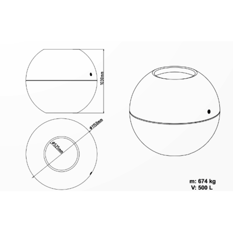 Apvalus betoninis terrazo vazonas (gėlinė) 'Premium / Ø115xH/103cm / BS-360'