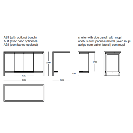 Autobusų stotelės laukimo paviljonas 'Daciano AB1 / 398cm'