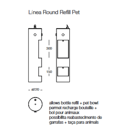 Geriamojo vandens kolonėlė su gertuve augintiniams 'Linea / Round Refil Pet'
