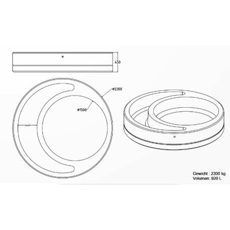 Apvalus betoninis terrazo vazonas (gėlinė) 'Premium / Ø230xH/45cm_BS-330'
