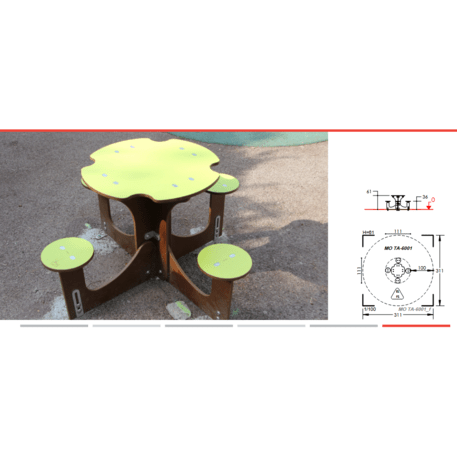 Žaidimų stalas su suolais vaikų aikštelėms 'MO_TA-6001-02'