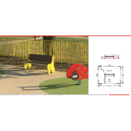 Spalvotas suoliukas vaikų žaidimo aikštelėms 'MO_BA-2001-01'