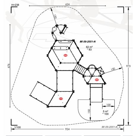 Žaidimų aikštelių kompleksas vaikams nuo 2 metų amžiaus – kolekcija 'MBG-2249_MI 09-2046-T01'