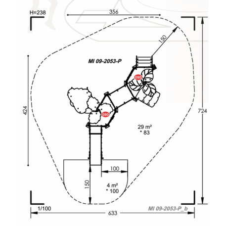 Žaidimų aikštelių kompleksas vaikams nuo 2 metų amžiaus – kolekcija 'MBG-2252_MI 09-2053-P15'