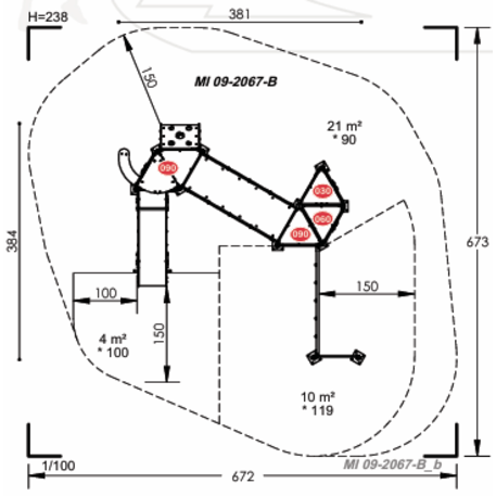Žaidimų aikštelių kompleksas vaikams nuo 2 metų amžiaus – kolekcija 'MINI / MBG-2269_MI 09-2067-B14'