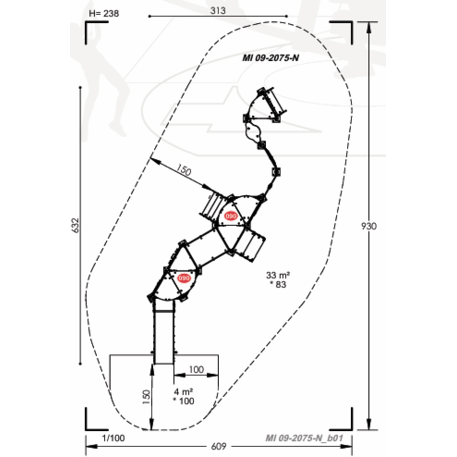 Žaidimų aikštelių kompleksas vaikams nuo 2 metų amžiaus – kolekcija 'MINI / MBG-2280_MI 09-2075-N22'