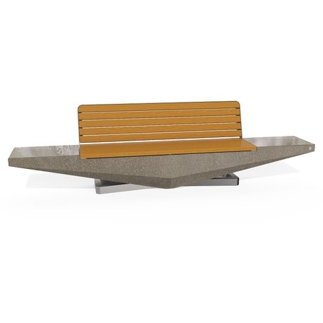 Betoninis suoliukas su natūralaus marmuro ir granito skaldos paviršiumi bei medine sėdima dalimi 'Premium / 330x61xH/89cm / BS-345'