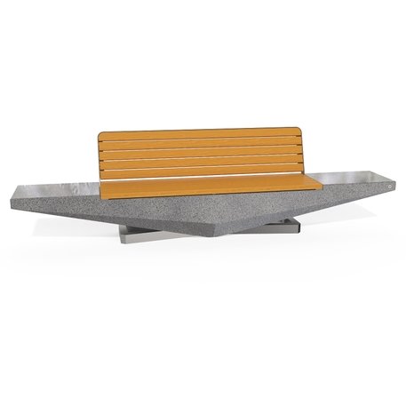 Betoninis suoliukas su natūralaus marmuro ir granito skaldos paviršiumi bei medine sėdima dalimi 'Premium / 330x61xH/89cm / BS-345'