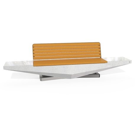 Betoninis suoliukas su natūralaus marmuro ir granito skaldos paviršiumi bei medine sėdima dalimi 'Premium / 330x61xH/89cm / BS-345'