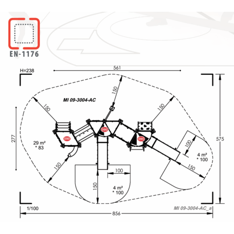 Žaidimų aikštelių kompleksas vaikams nuo 2 metų amžiaus – kolekcija 'MINI / MBG-2309_MI 09-3004-AC07'