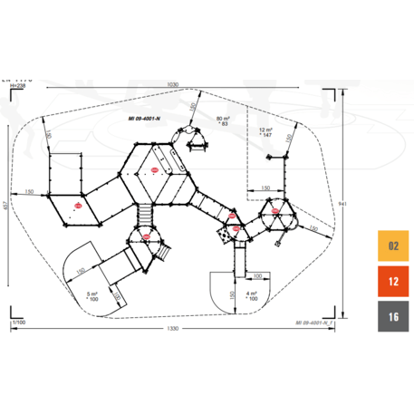 Žaidimų aikštelių kompleksas vaikams nuo 2 metų amžiaus – kolekcija 'MINI / MBG-2338_MI 09-4001-N99'
