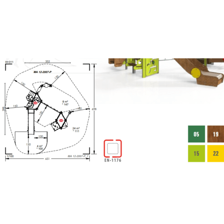 Žaidimų aikštelių kompleksas vaikams nuo 2 iki 10 metų amžiaus – kolekcija 'MAXI / MBG-2396_MA 12-2007-P99'