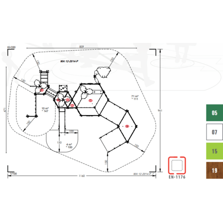 Žaidimų aikštelių kompleksas vaikams nuo 2 iki 10 metų amžiaus – kolekcija 'MAXI / MBG-2405_MA 12-2014-P15'