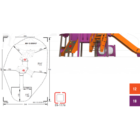 Complesso per parco giochi per bambini dai 2 anni – collezione 'MAXI / MBG-2411_MA 12-2038-O18'