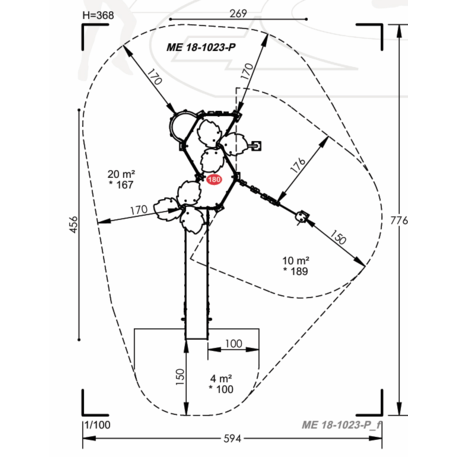 Spielplatzkomplex für Kinder von 2 bis 12 Jahren – Kollektion 'MEGA / MBG-2533_ME 18-1023-P15'