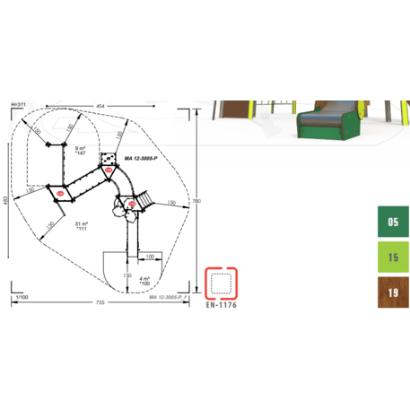 Complesso per parco giochi per bambini dai 2 anni – collezione 'MAXI / MBG-2462_MA 12-3005-P15'