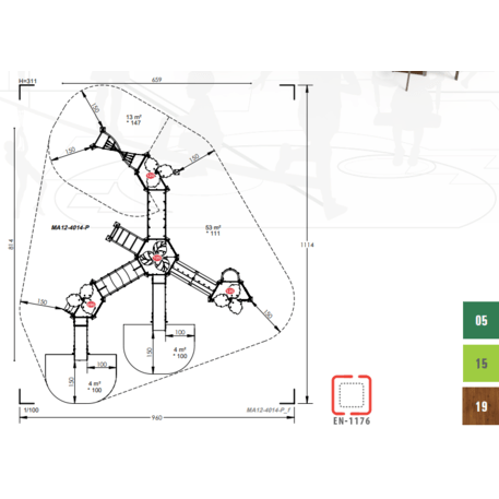 Kompleks placu zabaw dla dzieci od 2. roku życia – kolekcja 'MAXI / MBG-2503_MA 12-4014-P15'