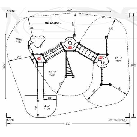 Žaidimų aikštelių kompleksas vaikams nuo 2 iki 12 metų amžiaus – kolekcija 'MEGA / MBG-2575_ME 18-3021-I99'