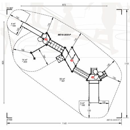 Žaidimų aikštelių kompleksas vaikams nuo 2 iki 12 metų amžiaus – kolekcija 'MEGA / MBG-2591_ME 18-3035-P15'