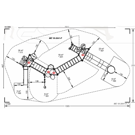 Žaidimų aikštelių kompleksas vaikams nuo 2 iki 12 metų amžiaus – kolekcija 'MEGA / MBG-2600_ME 18-3041-P15'