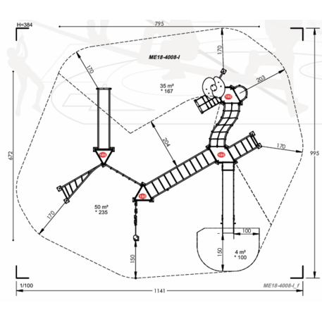 Žaidimų aikštelių kompleksas vaikams nuo 2 iki 12 metų amžiaus – kolekcija 'MEGA / MBG-2606_ME 18-4008-I99'