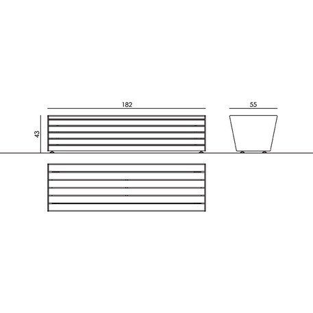 Modulinis metalinis suolas (suoliukas) be atlošo, pagamintas iš Iroko medienos 'Fin Urban design / 012104'