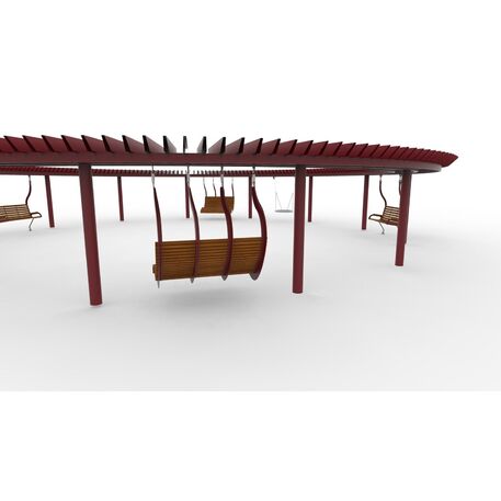 Metalinė pergolė su supynėmis ir suolais iš iroko medienos 'Premium Collection / STF/28-31-09/MDL'
